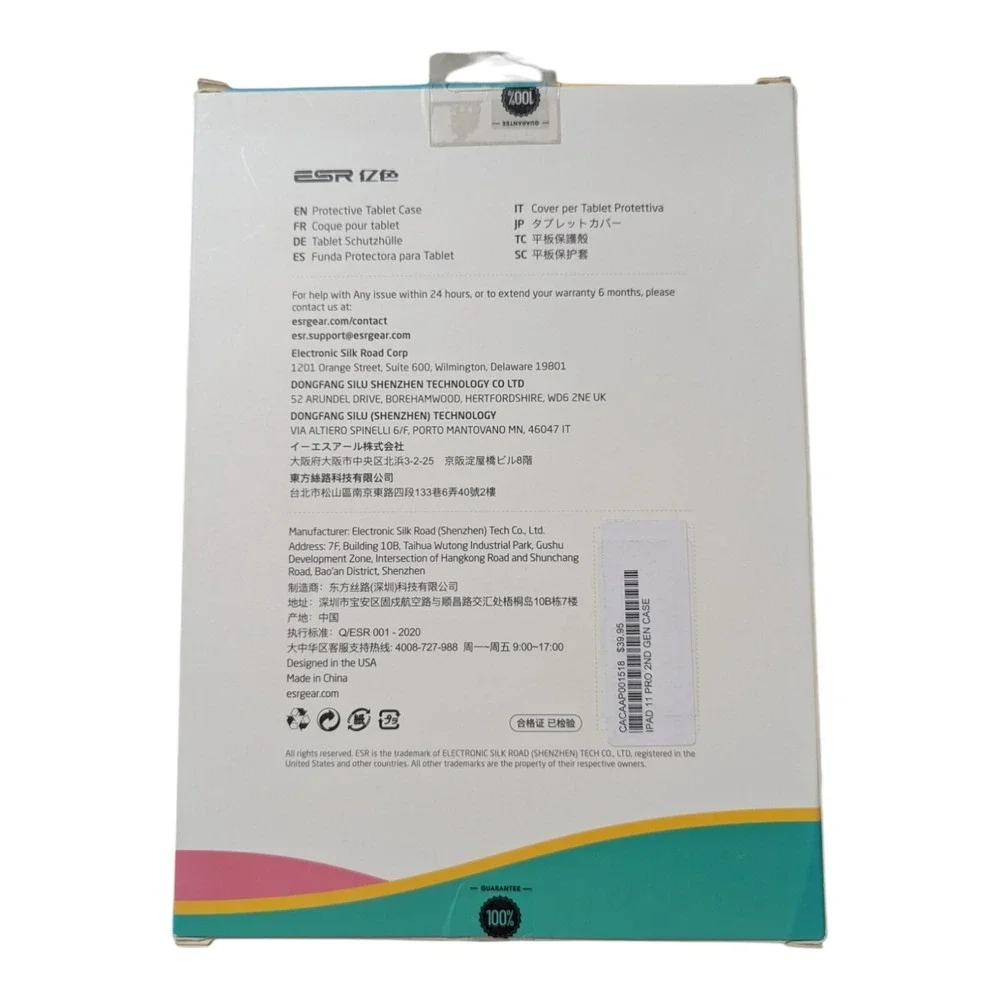 L7. ESR Protective Tablet Case For iPad 11‎ Pro 2nd Generation - Clear/Black